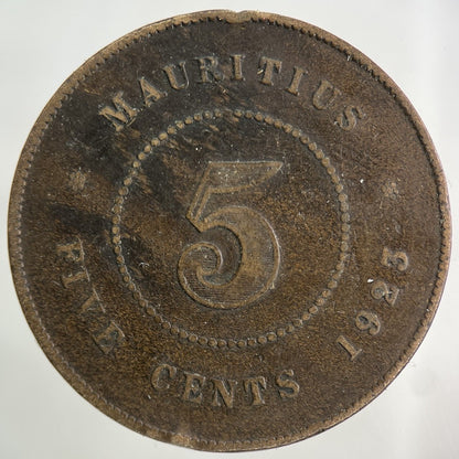 1923 Mauritius 5 Cents Coin | Collectable Grade