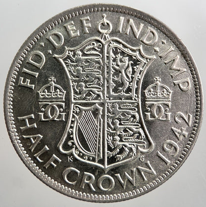 1942 George VI Half - Crown Silver Coin | Fine Collectable Grade | a8071