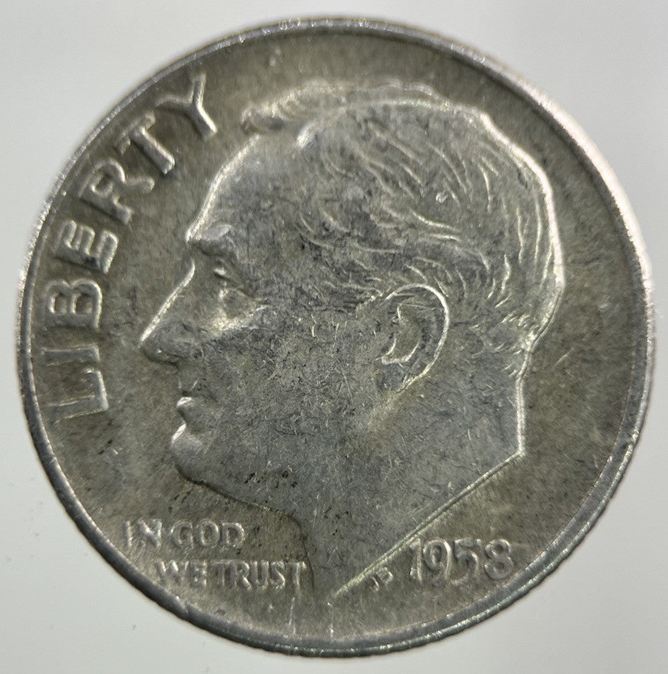 1958 - D US USA Roosevelt Dime Silver Coin | Fine Collectable Grade