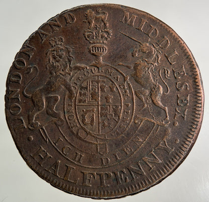 1794 London & Middlesex Half - Penny Coin | Fine Collectable Grade