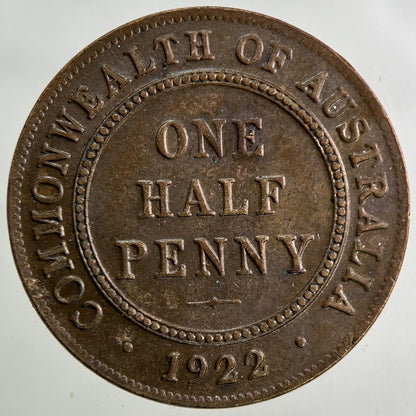 1922 Australia Half - Penny Coin | Very High Grade