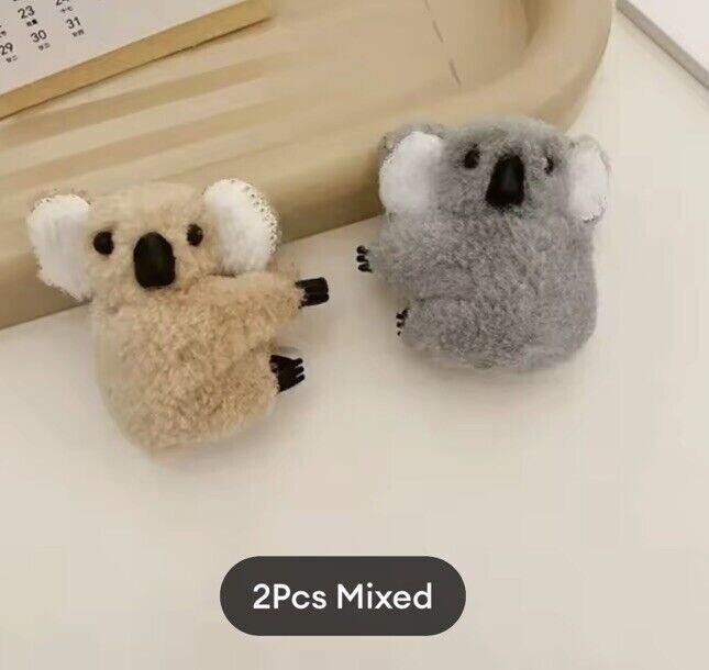 2 x Cute Koala Bear Animal Claw Clip Attach To Wire Hair Hanging