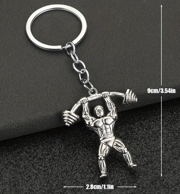 Mini Metal Bodybuilder Strong Man Gym Weights Keyring Premium Keychain Gift UK