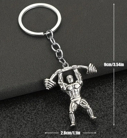 Mini Metal Bodybuilder Strong Man Gym Weights Keyring Premium Keychain Gift UK