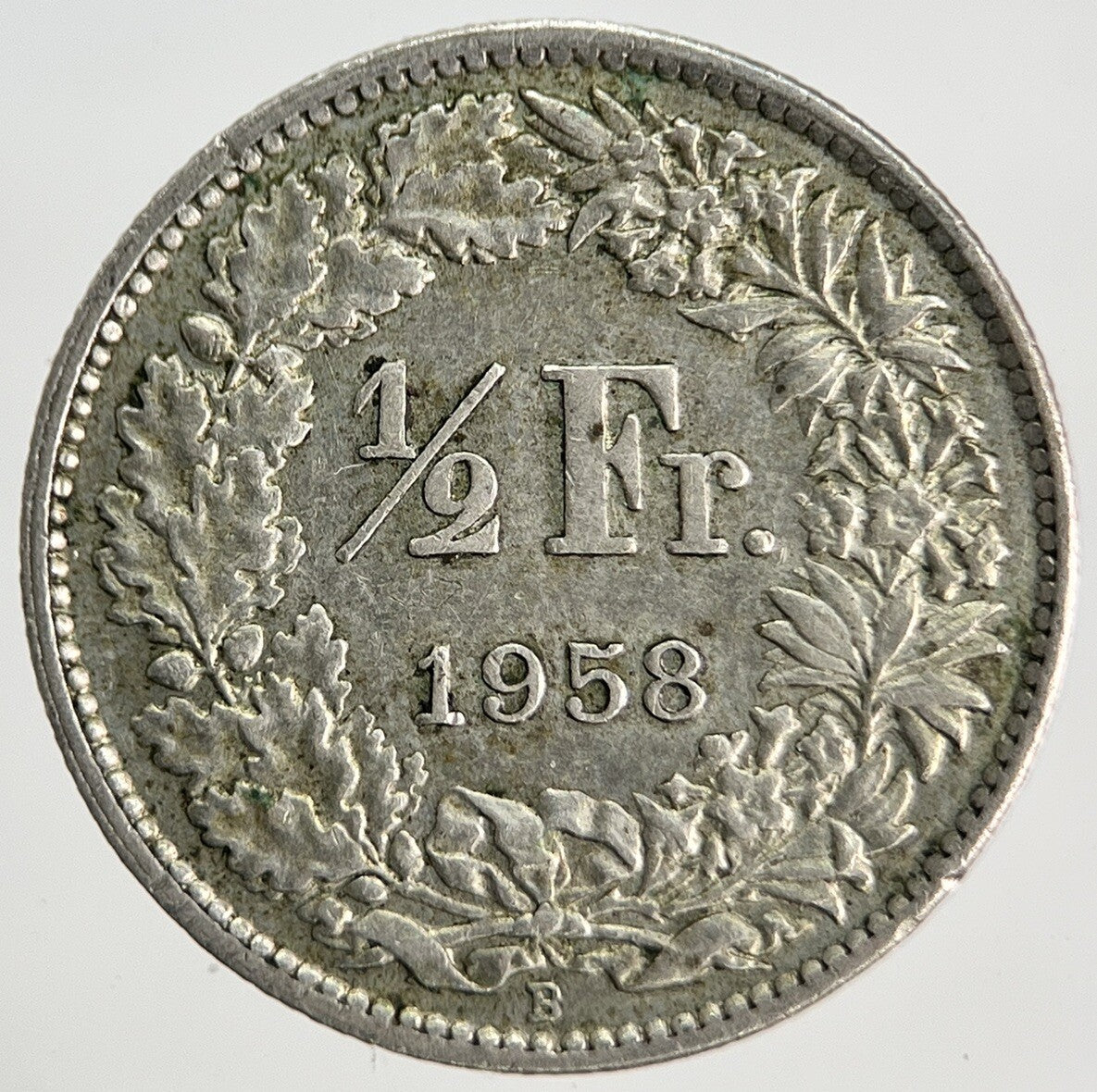 1958 - B Swiss 1/2 Half Franc Silver Coin | Fine Collectable Grade | a1875