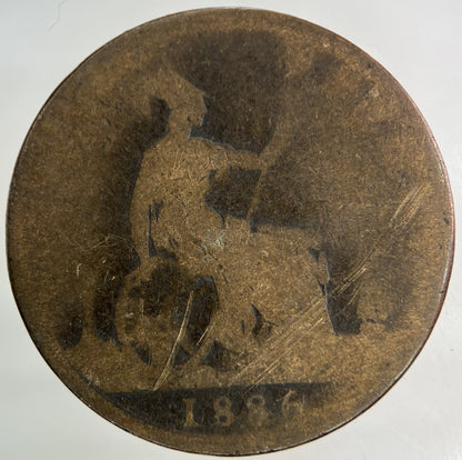 1886 Victoria One Penny Coin | Worn Grade