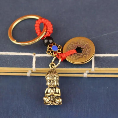 Mini Metal Buddha Buddhism Shaped Keyring Premium Keychain Gift UK