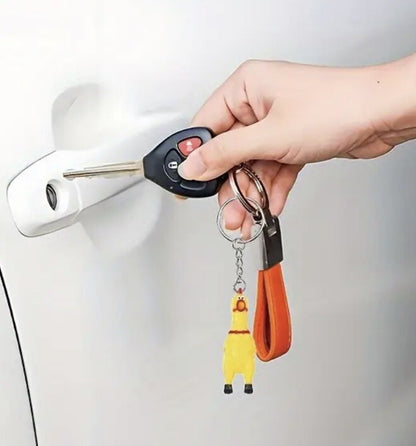 Mini Fun Screaming Chicken Keyring Premium Keychain Gift UK