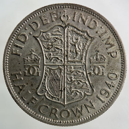 1940 George VI Half - Crown Silver Coin | Very High Grade