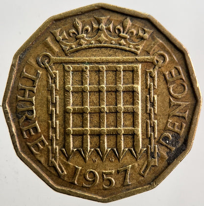 1957 British Brass Threepence Coin | Fine Collectable Grade | a7361