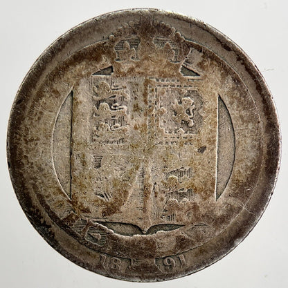 1891 Victoria Shilling Silver Coin | Worn Grade