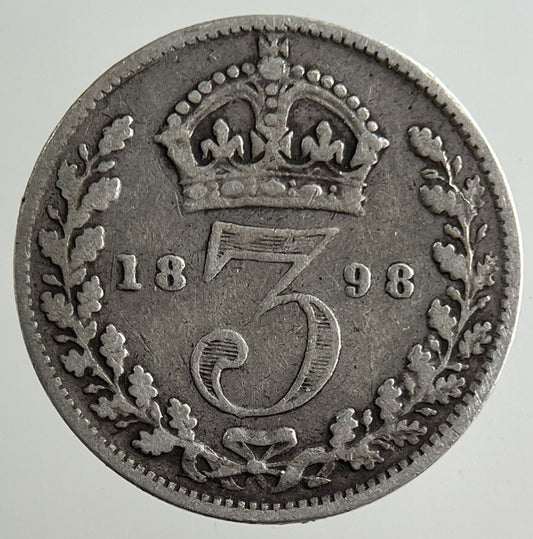 1898 Victoria Threepence Silver Coin | Fine Collectable Grade