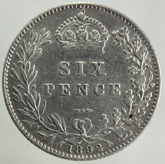 1892 Victoria Sixpence Silver Coin | Very High Grade