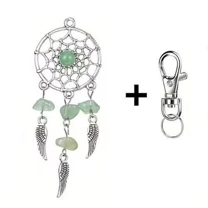 Mini Metal Green Stones Dream Catcher Charm Keyring Keychain Gift UK