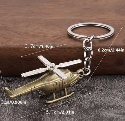 Mini Metal Helicopter With Rotating Propeller Keyring Premium Keychain Gift UK