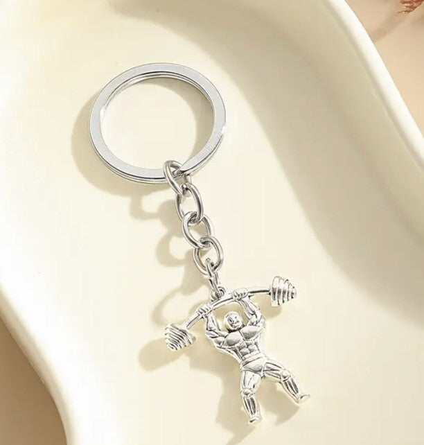 Mini Metal Bodybuilder Strong Man Gym Weights Keyring Premium Keychain Gift UK