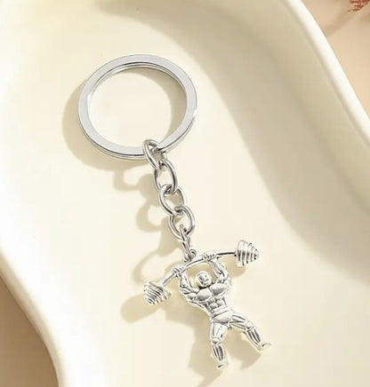 Mini Metal Bodybuilder Strong Man Gym Weights Keyring Premium Keychain Gift UK
