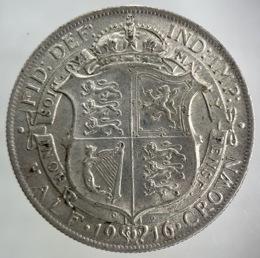 1916 George V Half - Crown Silver Coin | Very Fine Grade
