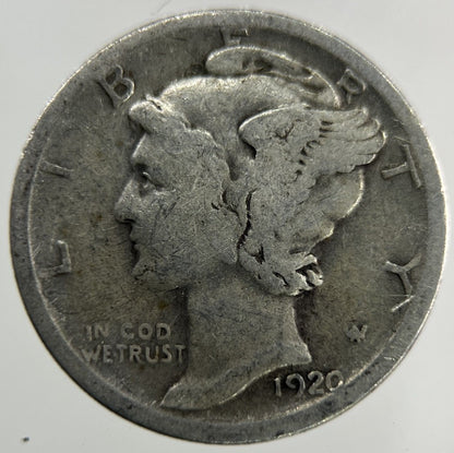 1920 - S US USA Mercury Dime Silver Coin | Collectable Grade