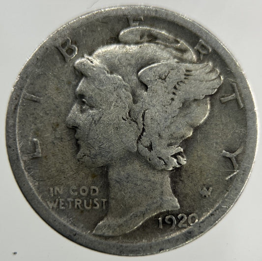 1920 - S US USA Mercury Dime Silver Coin | Collectable Grade