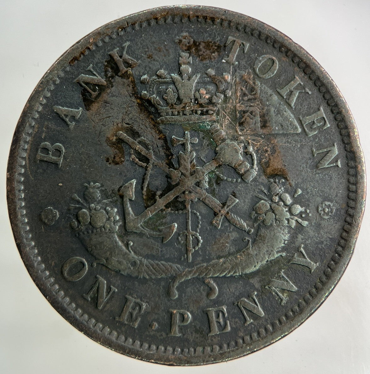 1854 Canada Bank Token One Penny Coin | Fine Collectable Grade