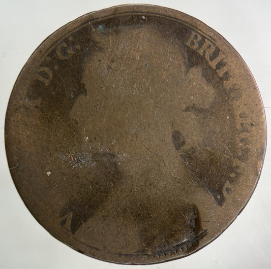 1880 Victoria One Penny Coin | Worn Grade