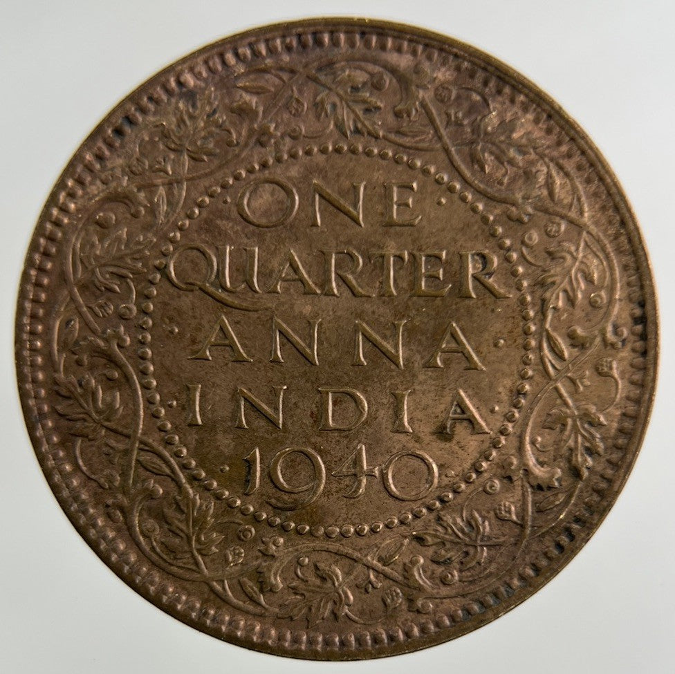 1940 India Quarter 1/4 Anna Coin | Fine Collectable Grade