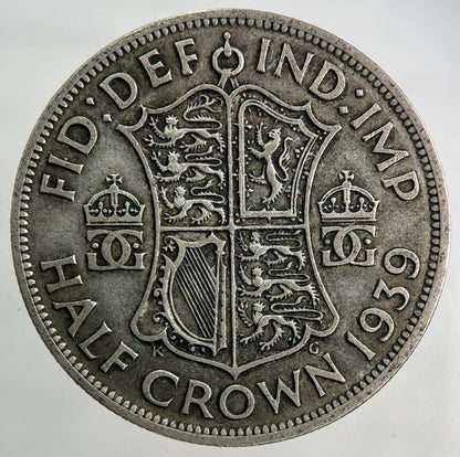 1939 George VI Half - Crown Silver Coin | Fine Collectable Grade