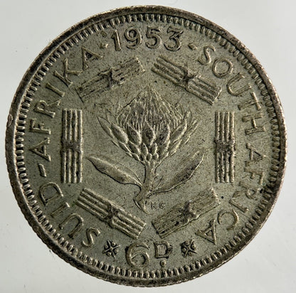 1953 South Africa Sixpence Silver Coin | Fine Collectable Grade