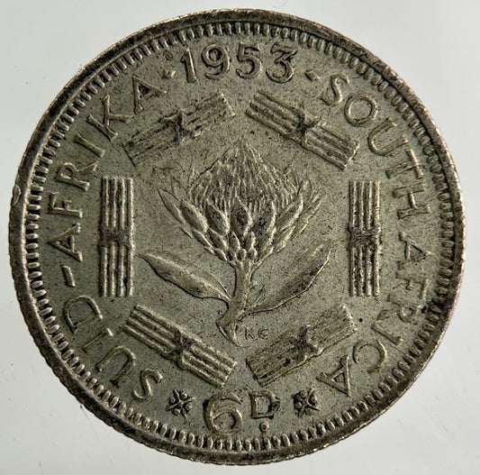 1953 South Africa Sixpence Silver Coin | Fine Collectable Grade