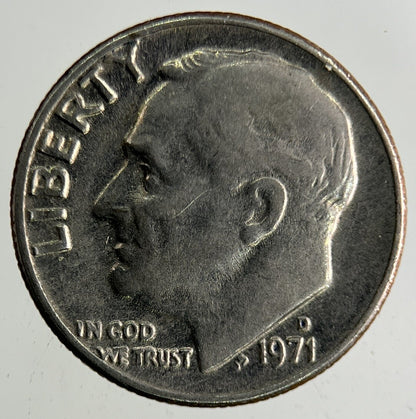 1971 - D US USA Roosevelt Dime Coin | Collectable Grade