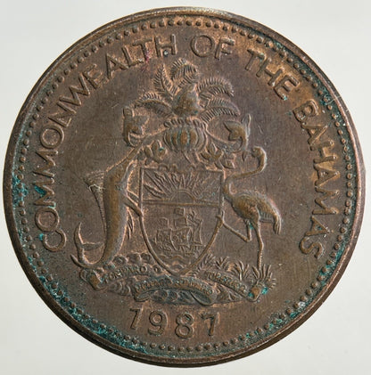 1987 Bahamas One Cent Coin | Very High Grade
