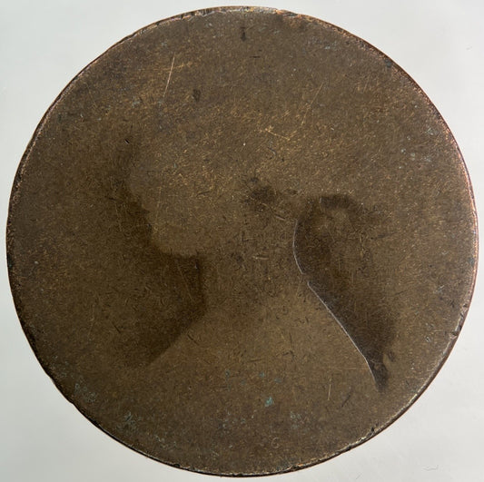 1862 Victoria One Penny Coin | Worn Grade