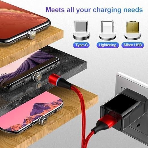 3 in 1 Magnetic USB Cable Charging Cable Multi Charger iPhone Lightening Type C