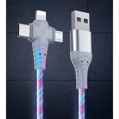 3 in 1 Red LED USB Cable Charging Cable Multi Charger iPhone Lightening Type C