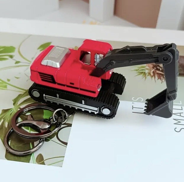 Mini Red Builder Construction Excavator Shaped Keyring Premium Keychain Gift UK