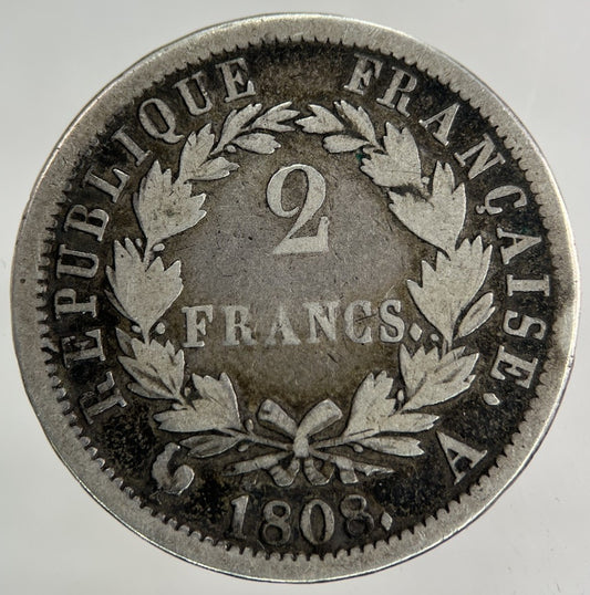 1808 France 2 Francs Napoleon Bonaparte Silver Coin | Collectable Grade