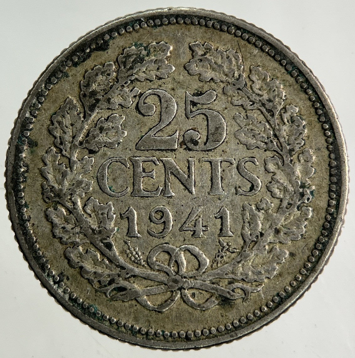 1941 Netherlands 25 Cents Silver Coin | Fine Collectable Grade