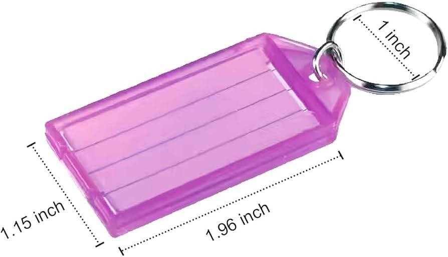 8 x Clear Pink Plastic Key - Ring ID Tags Name Label Key Fob Tag - UK Stock