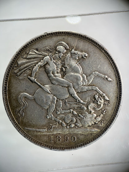 1890 Victoria One Crown Silver Coin | Very High Grade