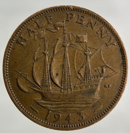 1943 George VI Half - Penny Coin | Fine Collectable Grade