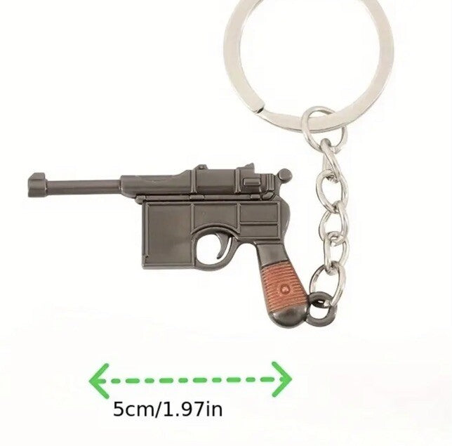 Mini German WWI Mauser Pistol Gun Shaped Keyring Premium Keychain Gift UK