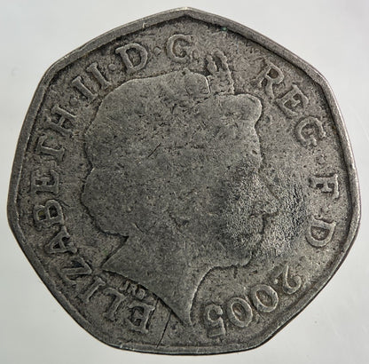 2005 Samuel Johnsons Dictionary 50p Fifty - Pence Coin | Worn Grade