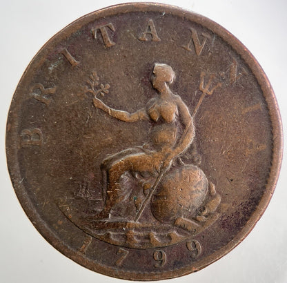 1799 George 3rd III Half - Penny British Coin | Collectable Grade | a9045