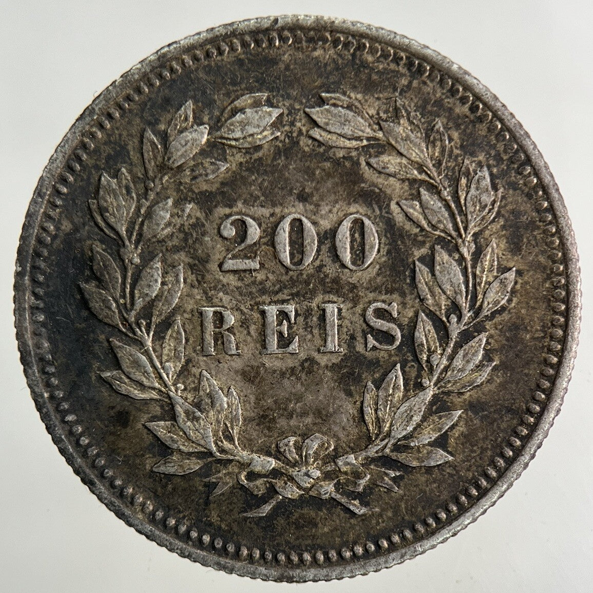 1892 Portugal 200 Reis Silver Coin | Very High Grade