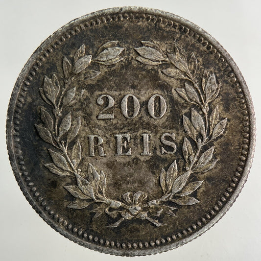 1892 Portugal 200 Reis Silver Coin | Very High Grade