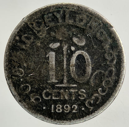 1892 Ceylon 10 Cents Silver Coin | Collectable Grade