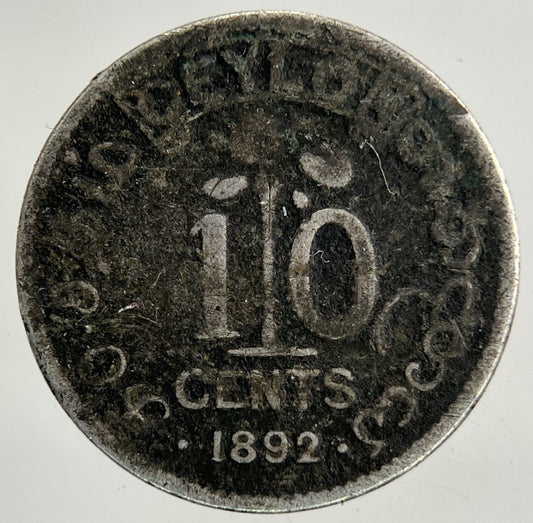1892 Ceylon 10 Cents Silver Coin | Collectable Grade