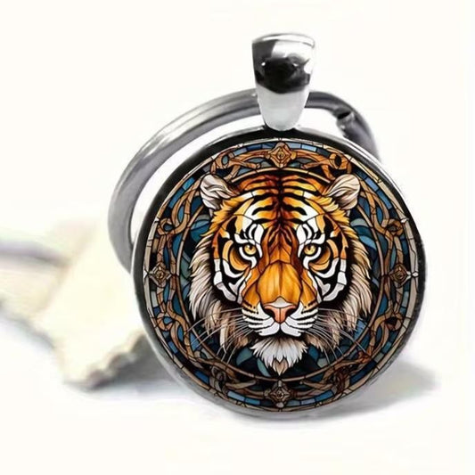 Metal Tiger Wildlife Charm Keyring Premium Keychain Gift UK