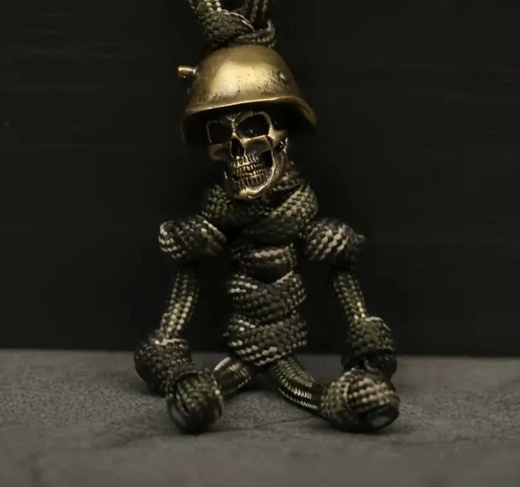 Camouflaged Metal Skull Soldier Shaped Keyring Premium Keychain Gift UK